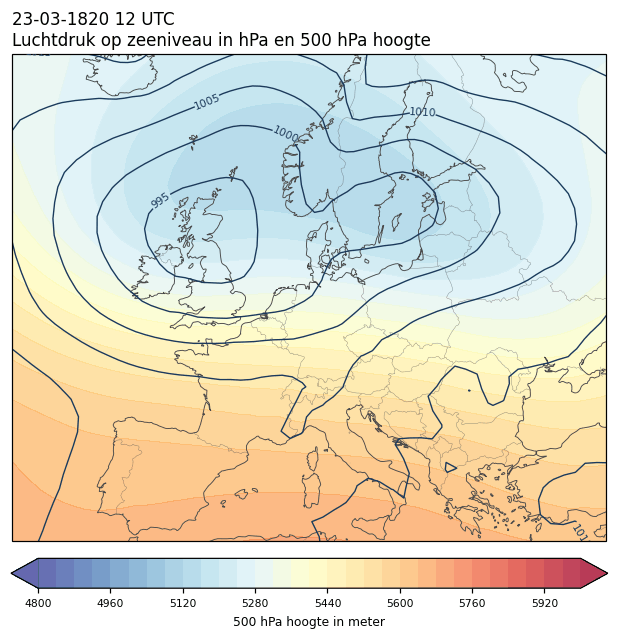 Weerkaart van 23 maart 1820 om 12 UTC