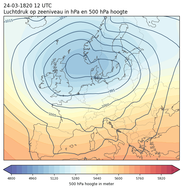 Weerkaart van 24 maart 1820 om 12 UTC