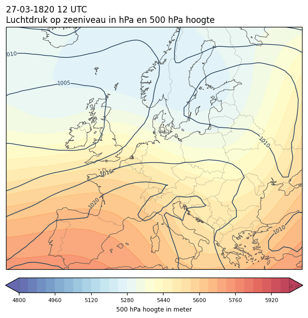 Weerkaart van 27 maart 1820 om 12 UTC