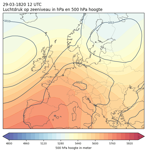 Weerkaart van 29 maart 1820 om 12 UTC