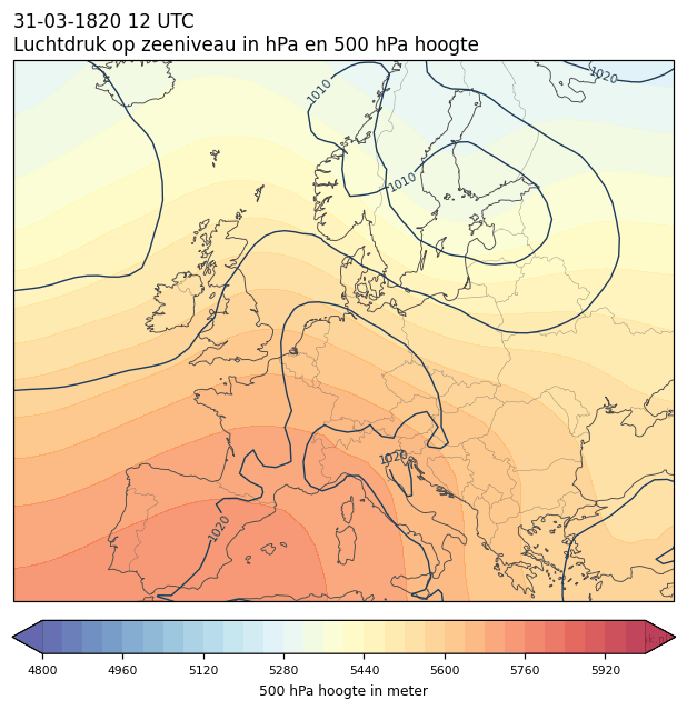 Weerkaart van 31 maart 1820 om 12 UTC