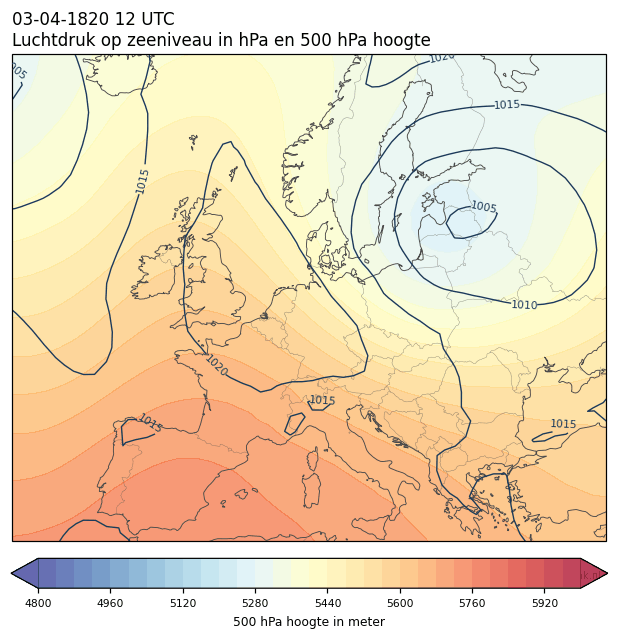 Weerkaart van 3 april 1820 om 12 UTC