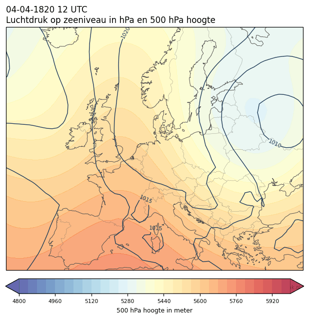 Weerkaart van 4 april 1820 om 12 UTC