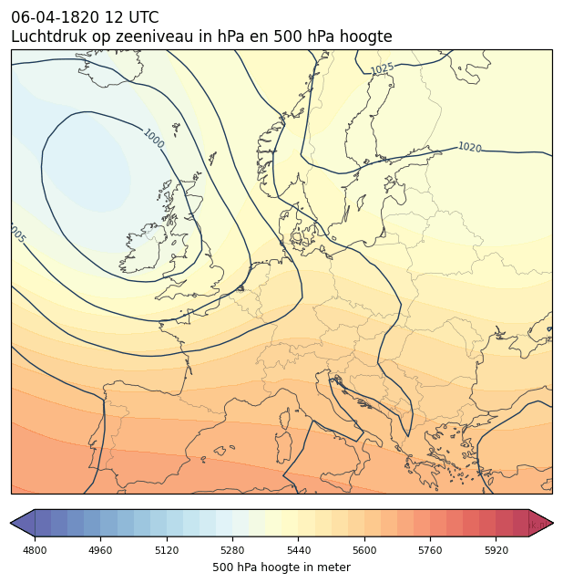Weerkaart van 6 april 1820 om 12 UTC