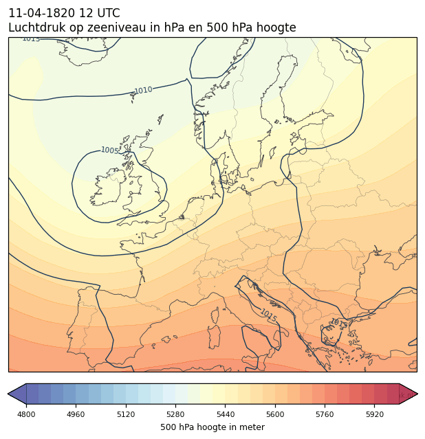 Weerkaart van 11 april 1820 om 12 UTC