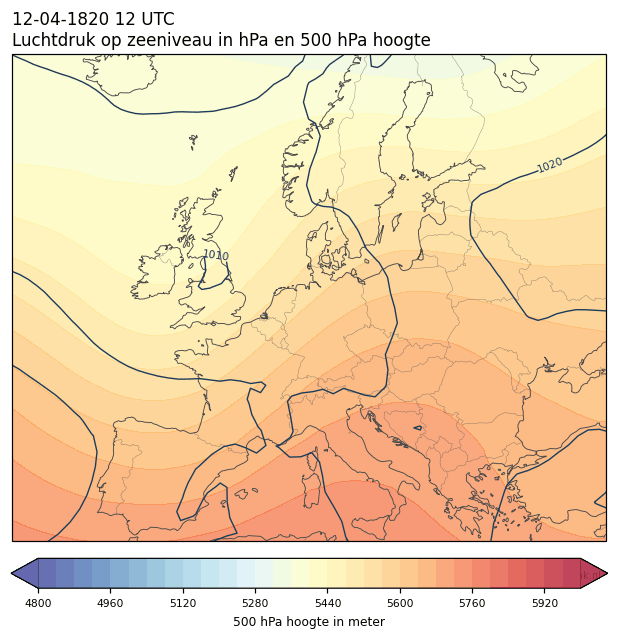 Weerkaart van 12 april 1820 om 12 UTC