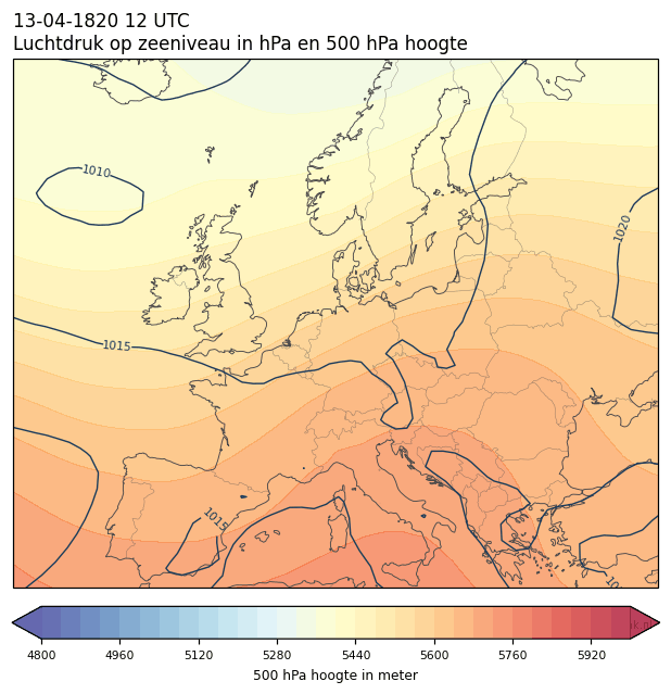 Weerkaart van 13 april 1820 om 12 UTC