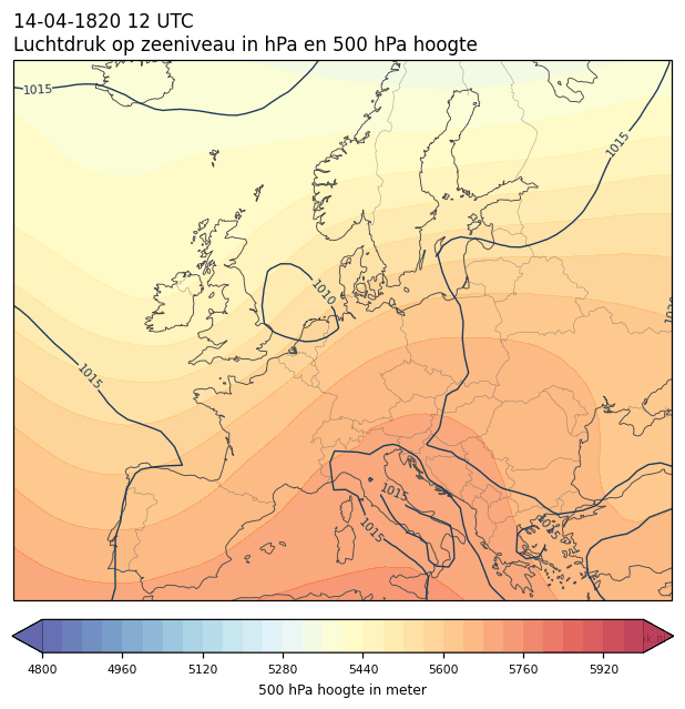 Weerkaart van 14 april 1820 om 12 UTC