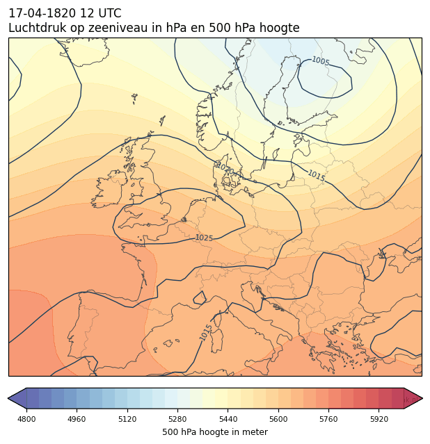 Weerkaart van 17 april 1820 om 12 UTC