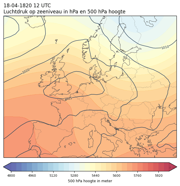 Weerkaart van 18 april 1820 om 12 UTC