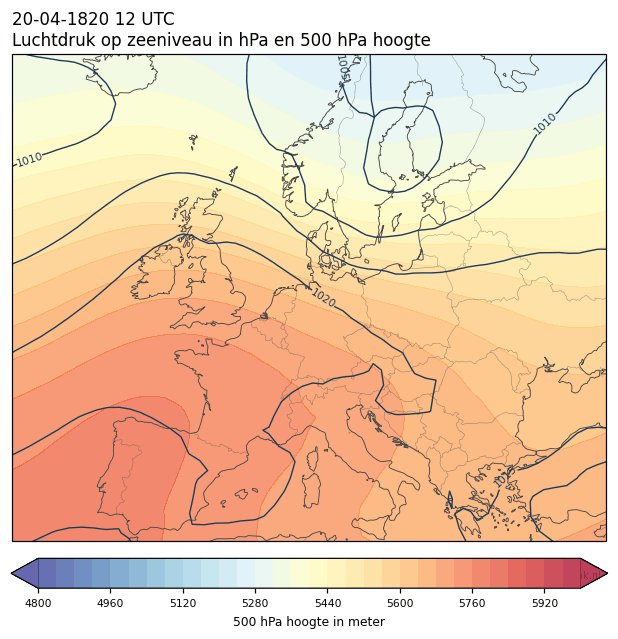 Weerkaart van 20 april 1820 om 12 UTC