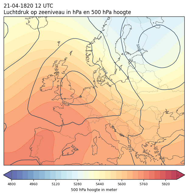 Weerkaart van 21 april 1820 om 12 UTC