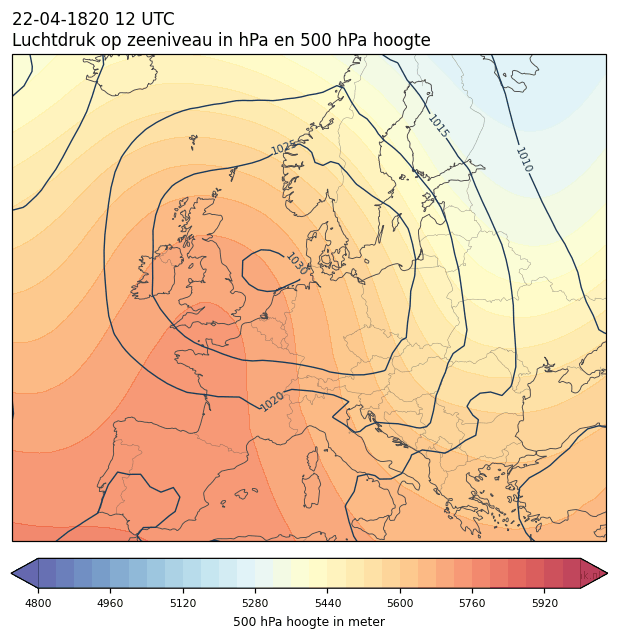 Weerkaart van 22 april 1820 om 12 UTC