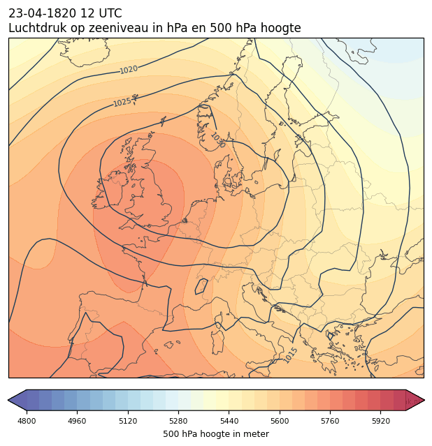 Weerkaart van 23 april 1820 om 12 UTC