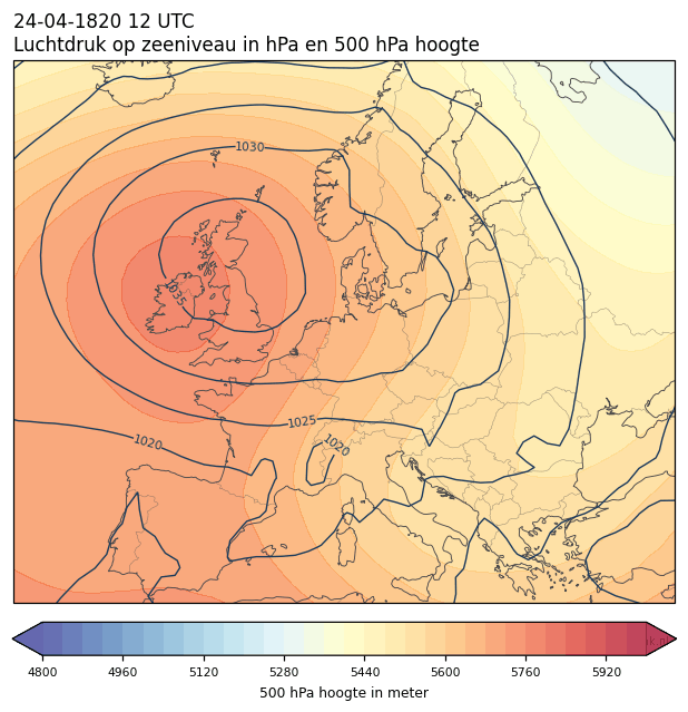 Weerkaart van 24 april 1820 om 12 UTC