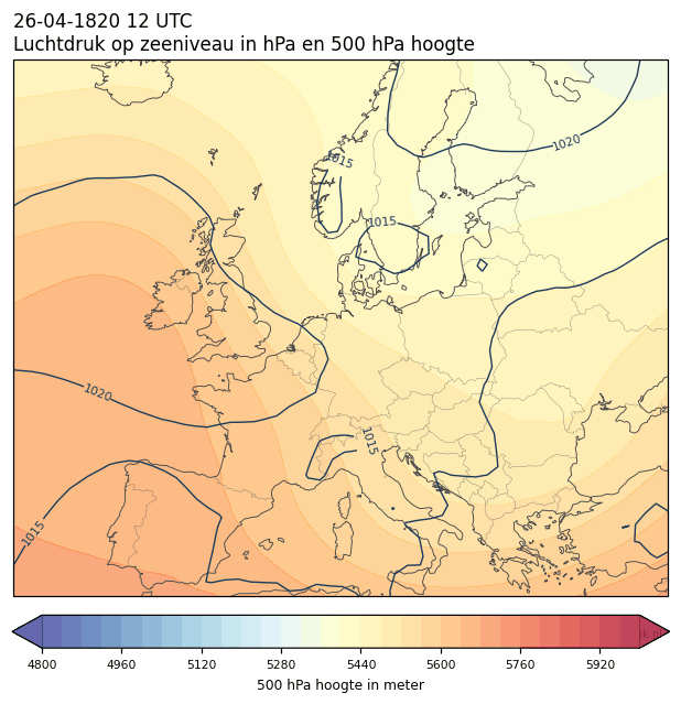 Weerkaart van 26 april 1820 om 12 UTC