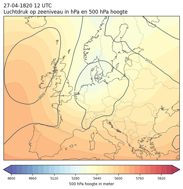 Weerkaart van 27 april 1820 om 12 UTC