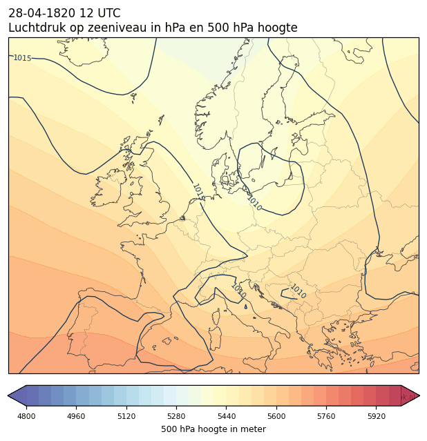 Weerkaart van 28 april 1820 om 12 UTC