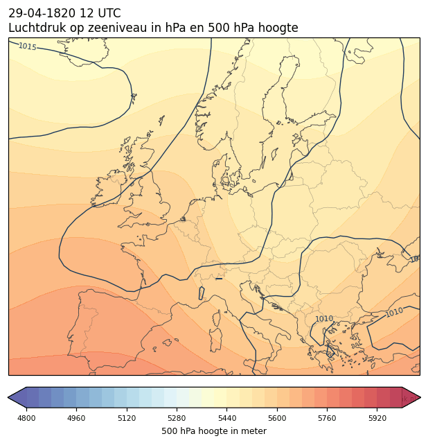 Weerkaart van 29 april 1820 om 12 UTC