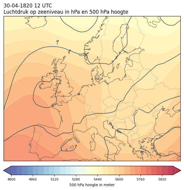 Weerkaart van 30 april 1820 om 12 UTC