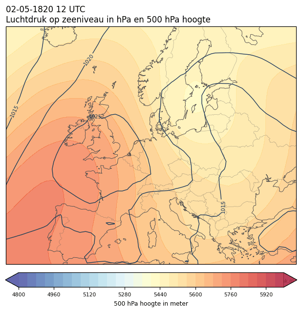 Weerkaart van 2 mei 1820 om 12 UTC