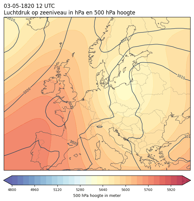 Weerkaart van 3 mei 1820 om 12 UTC