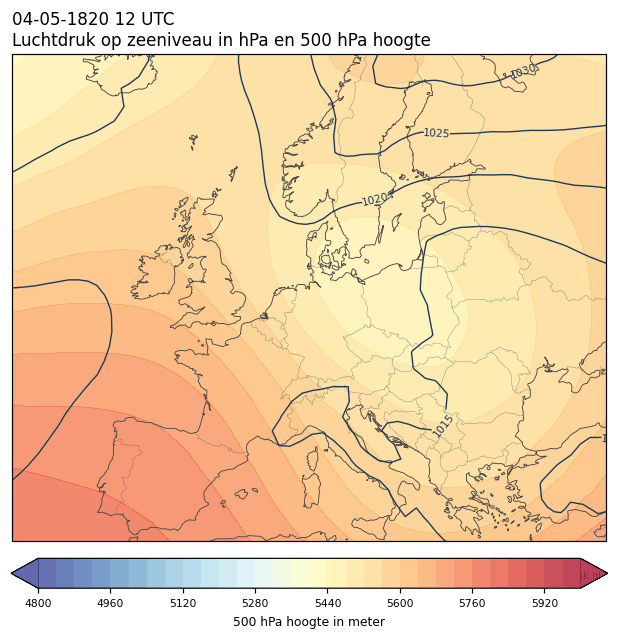 Weerkaart van 4 mei 1820 om 12 UTC