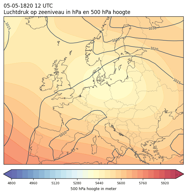 Weerkaart van 5 mei 1820 om 12 UTC