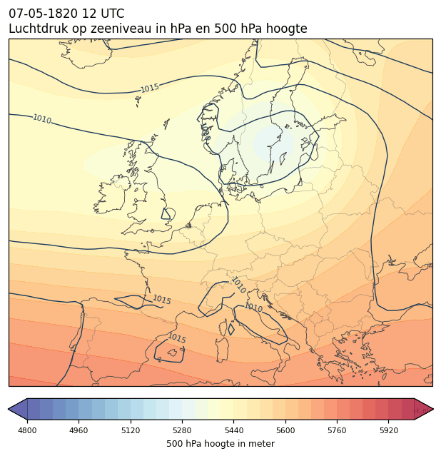 Weerkaart van 7 mei 1820 om 12 UTC