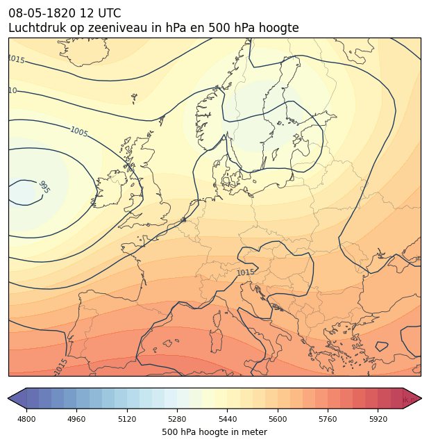 Weerkaart van 8 mei 1820 om 12 UTC