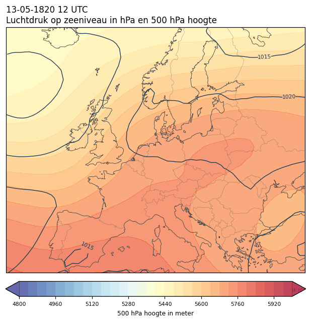 Weerkaart van 13 mei 1820 om 12 UTC