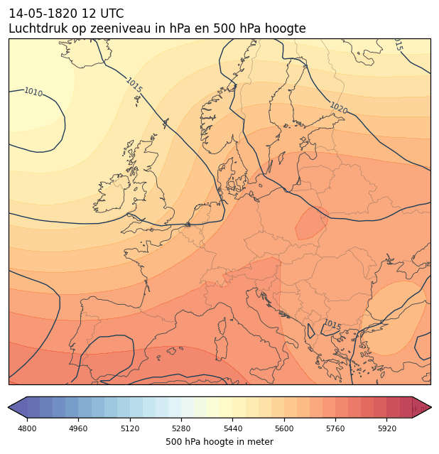 Weerkaart van 14 mei 1820 om 12 UTC