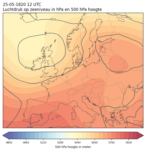 Weerkaart van 25 mei 1820 om 12 UTC