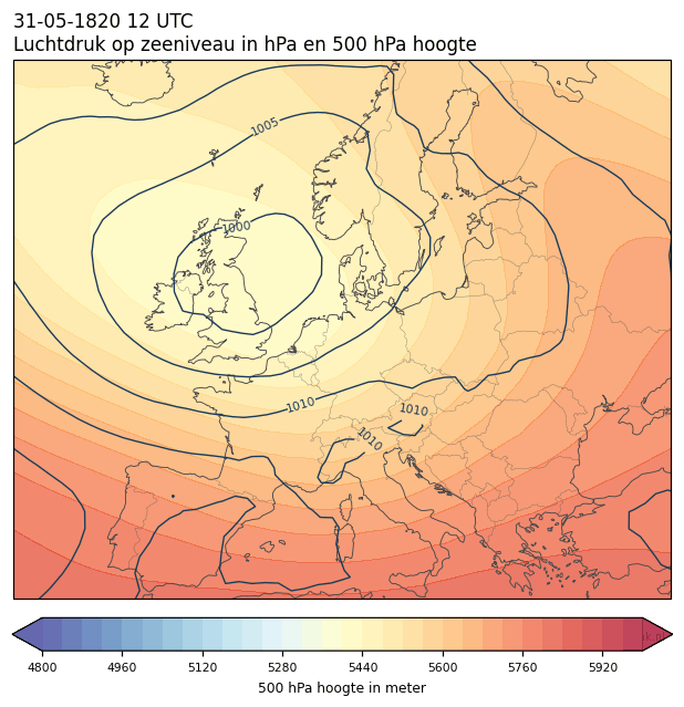 Weerkaart van 31 mei 1820 om 12 UTC