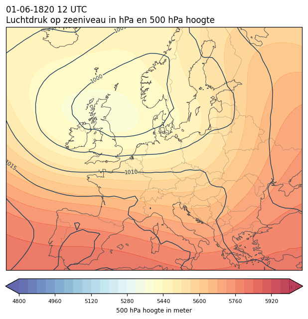Weerkaart van 1 juni 1820 om 12 UTC