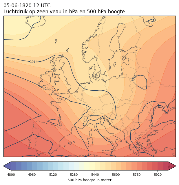 Weerkaart van 5 juni 1820 om 12 UTC