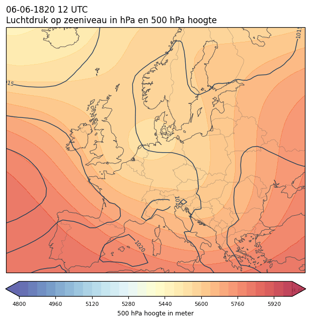 Weerkaart van 6 juni 1820 om 12 UTC