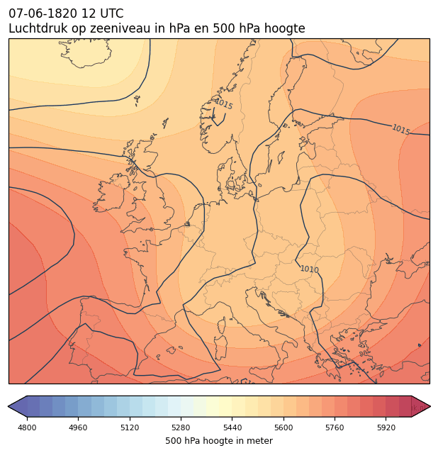 Weerkaart van 7 juni 1820 om 12 UTC