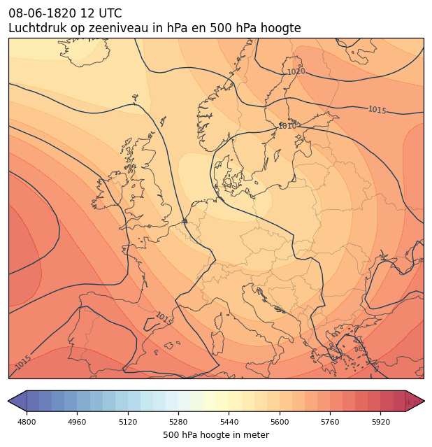 Weerkaart van 8 juni 1820 om 12 UTC