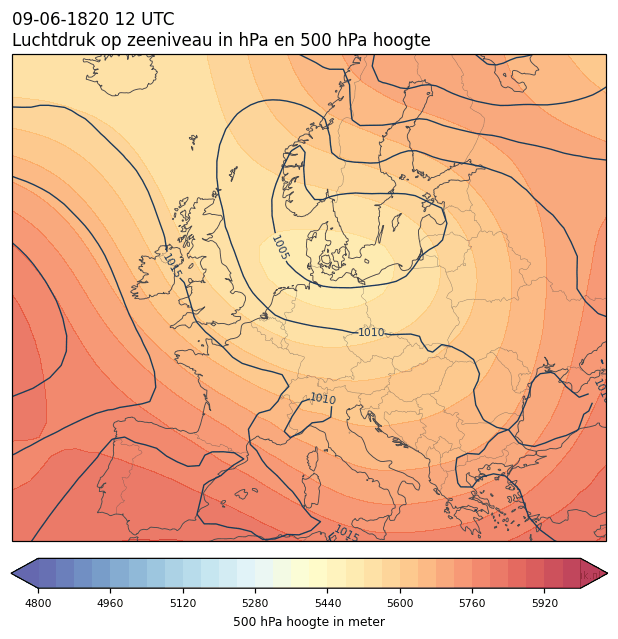 Weerkaart van 9 juni 1820 om 12 UTC