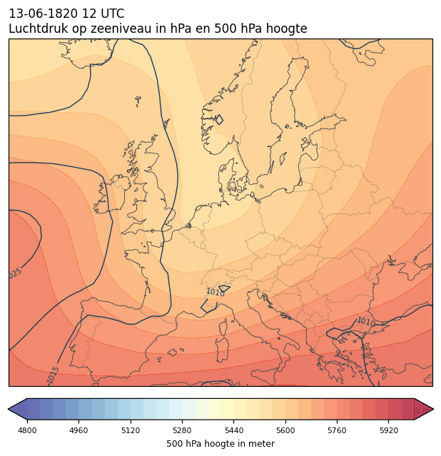 Weerkaart van 13 juni 1820 om 12 UTC