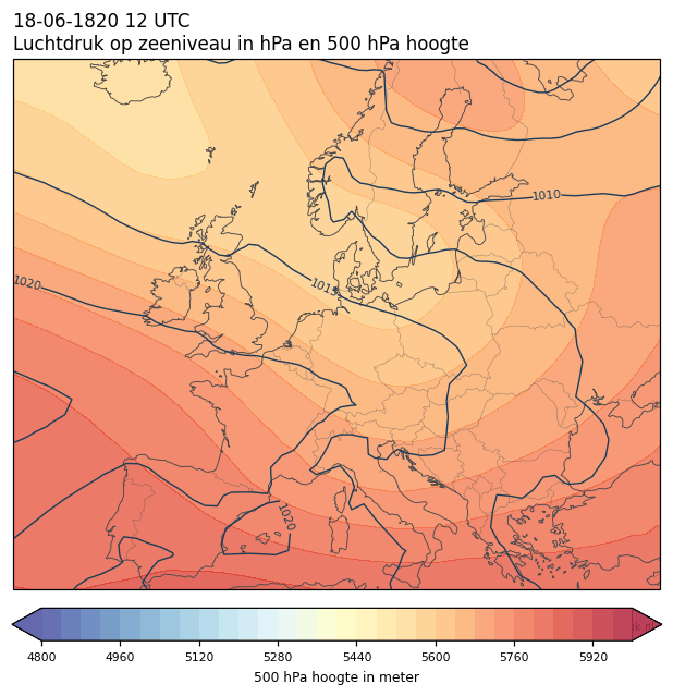 Weerkaart van 18 juni 1820 om 12 UTC
