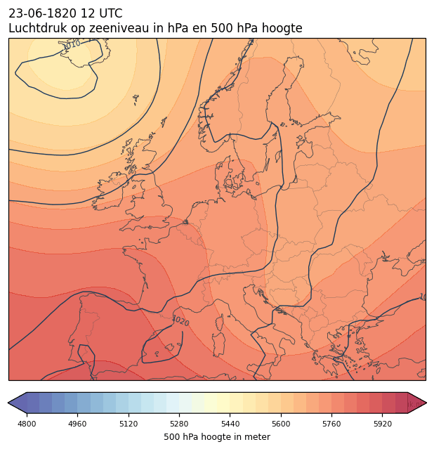 Weerkaart van 23 juni 1820 om 12 UTC