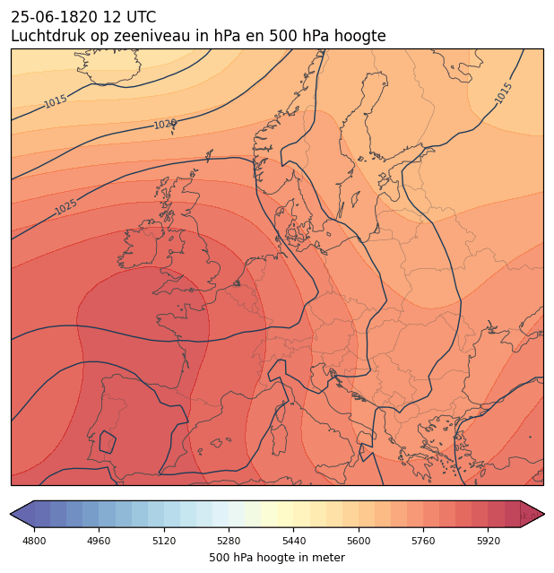 Weerkaart van 25 juni 1820 om 12 UTC