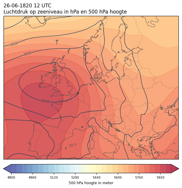 Weerkaart van 26 juni 1820 om 12 UTC