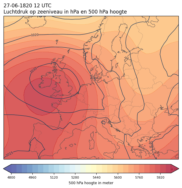 Weerkaart van 27 juni 1820 om 12 UTC