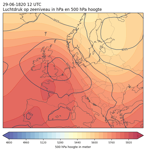 Weerkaart van 29 juni 1820 om 12 UTC