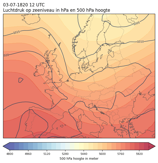 Weerkaart van 3 juli 1820 om 12 UTC