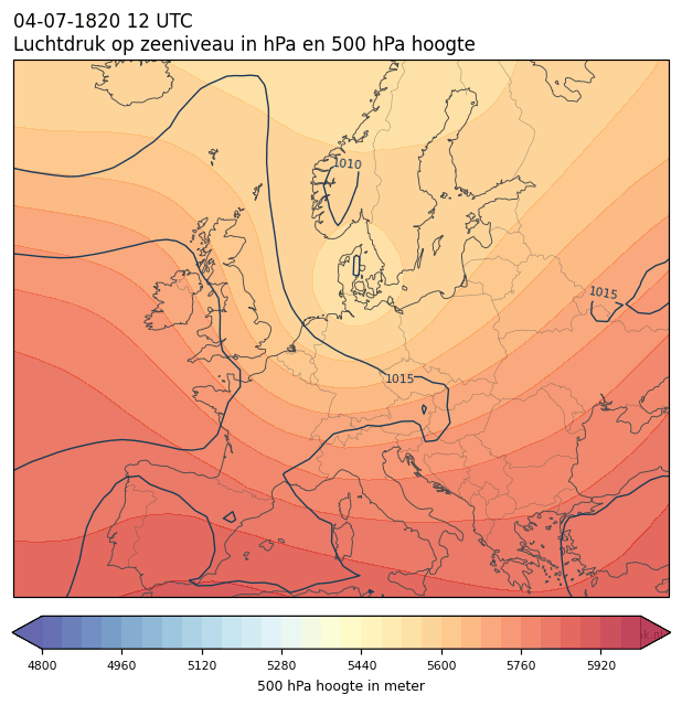 Weerkaart van 4 juli 1820 om 12 UTC