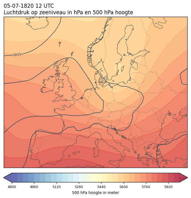 Weerkaart van 5 juli 1820 om 12 UTC